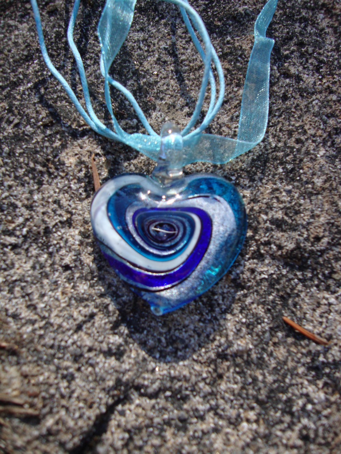 Blue Glass Heart Necklace