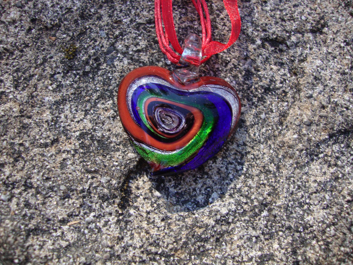 Red Glass Heart Necklace