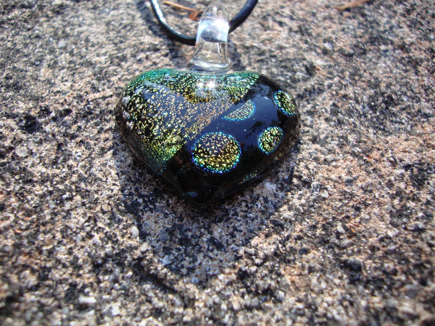 Orange Dichroic Glass Hearts