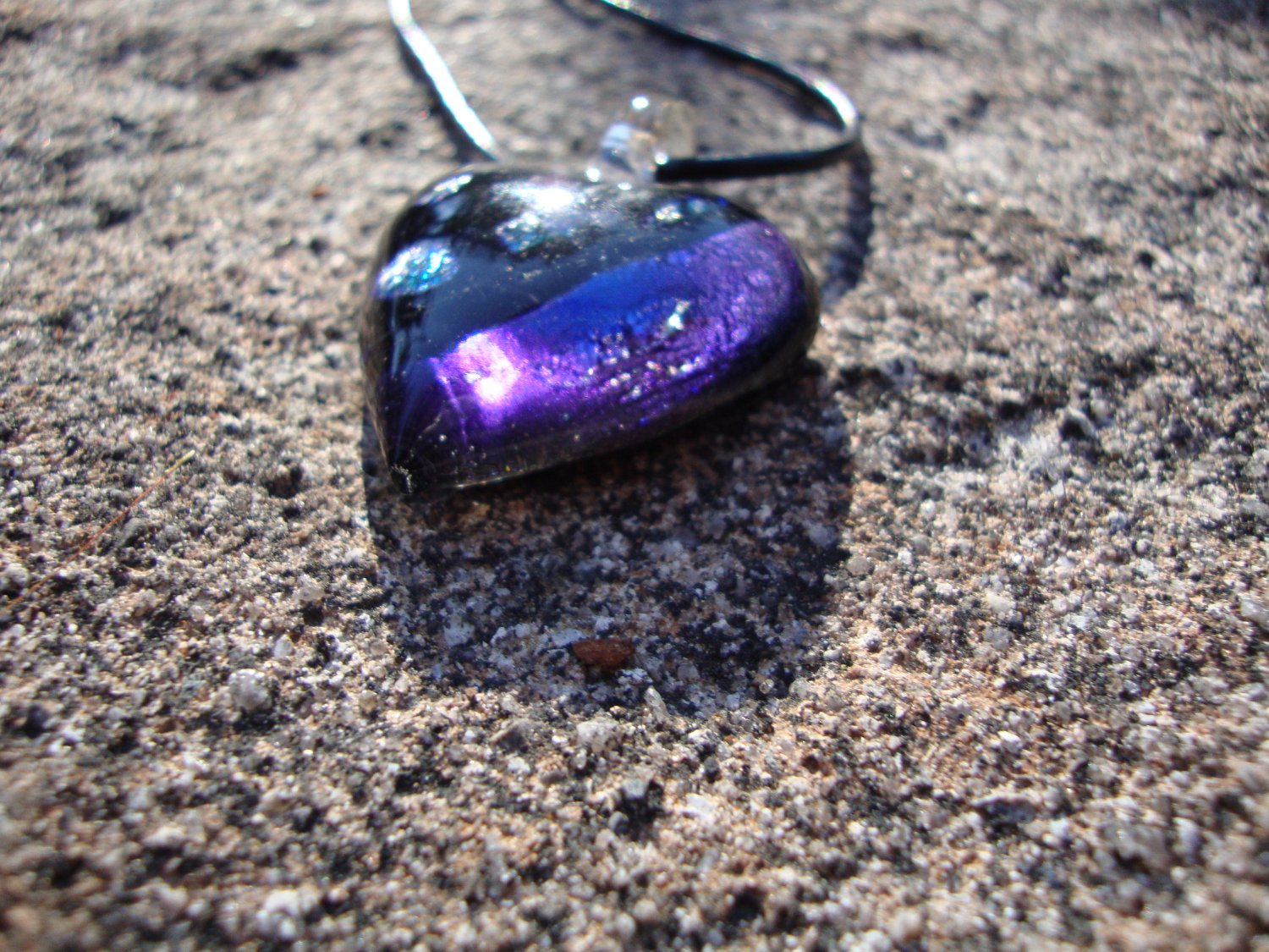 Purple Dichroic Glass Heart