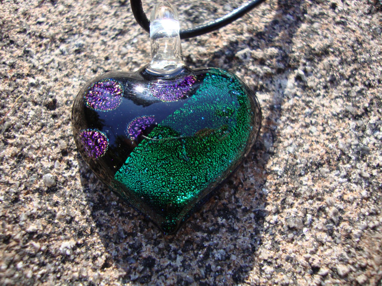 Green Dichroic Glass Heart