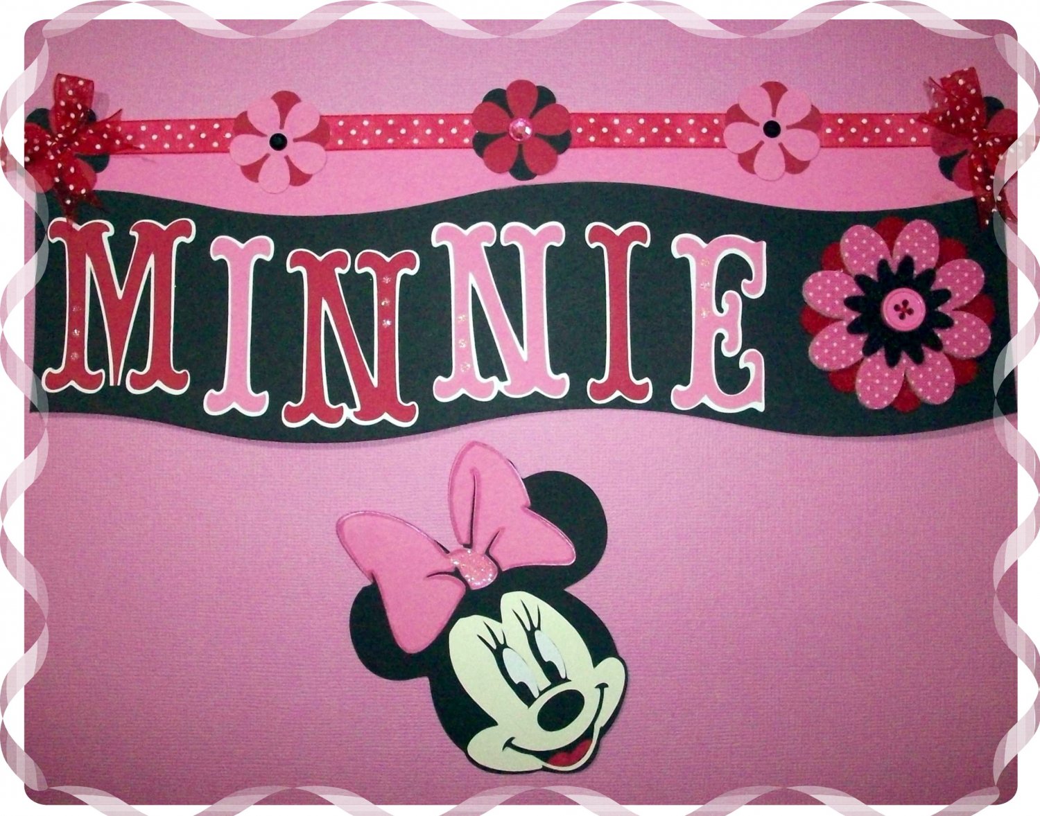 Handmade Scrapbooking Title and Embellishment Minnie Mouse Theme
