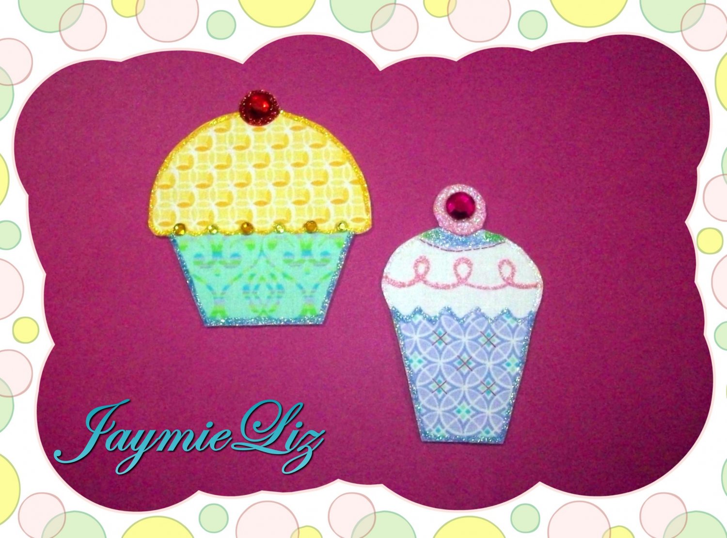 Handmade Scrapbooking Embellishments Fabric Cupcakes FREE SHIPPING