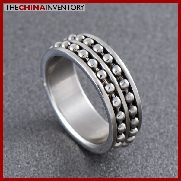 SIZE 6 STAINLESS STEEL SPINNING BEADED CHAIN RING R0701