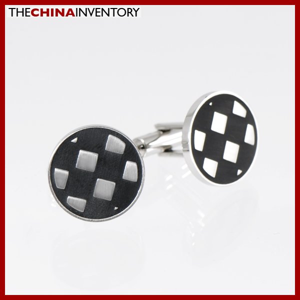 STAINLESS STEEL ROUND CHECKER BOARD CUFFLINKS C1106