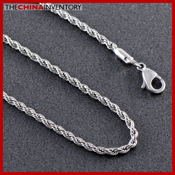 28"" STAINLESS STEEL TWISTED ROPE CHAIN NECKLACE N0712