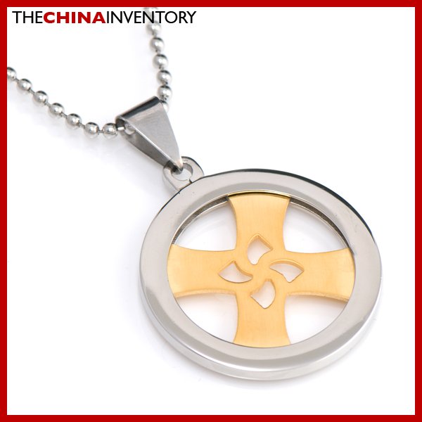 STAINLESS STEEL RING PENDANT WITH ROTATE CROSS P2206