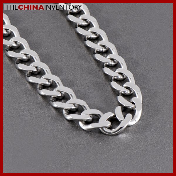 24"" STAINLESS STEEL DIAMOND CURB CHAIN NECKLACE N1014