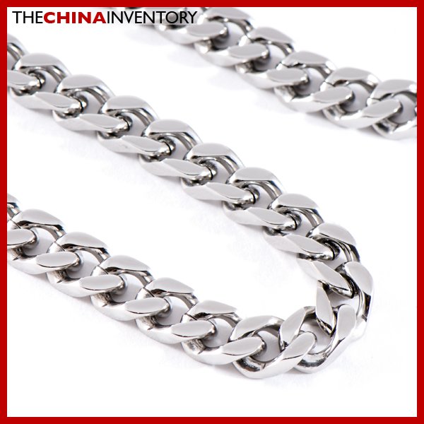 28"" 8MM STAINLESS STEEL DIAMOND CURB NECKLACE N0809B