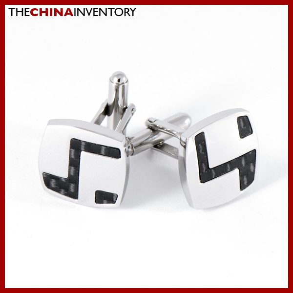 STAINLESS STEEL BLACK CARBON FIBER CUFFLINKS C0901