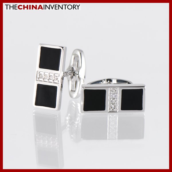STAINLESS STEEL RECTANGULAR CZ CUFFLINKS C1401