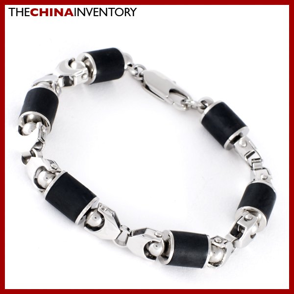 8.5"" STAINLESS STEEL CYLINDRICAL RUBBER BRACELET B0704B
