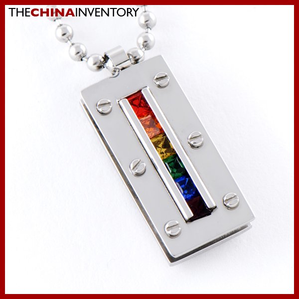 STAINLESS STEEL GAY LESBIAN PRIDE RAINBOW PENDANT P0701