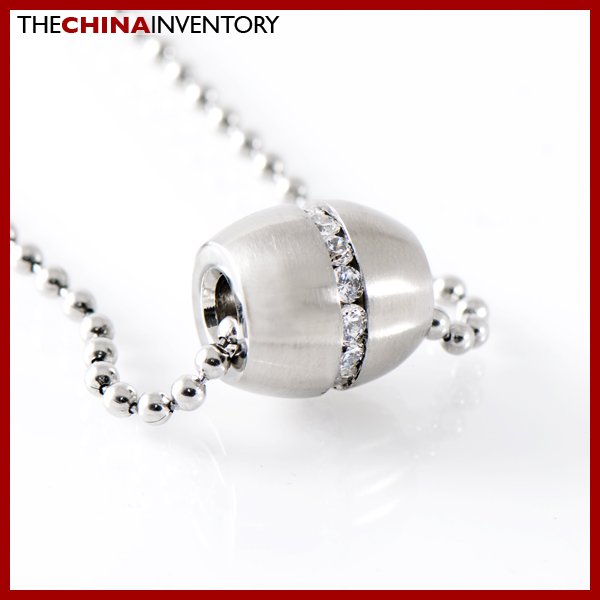 STAINLESS STEEL CZ AFRICAN DRUM PENDANT NECKLACE P0337D