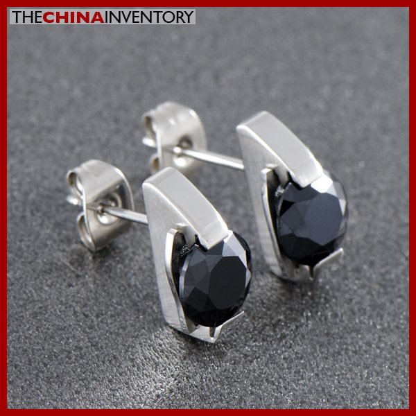 MEN'S STAINLESS STEEL CZ STUD PIERCED EARRINGS E0703