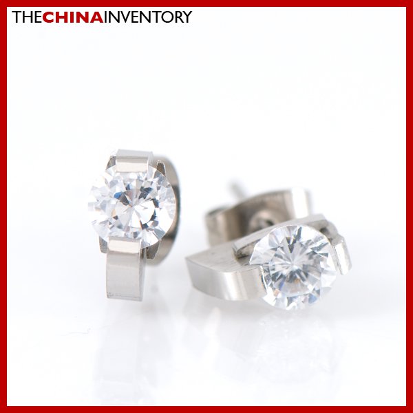 5MM STAINLESS STEEL ROUND BLING CZ STUD EARRINGS E1702