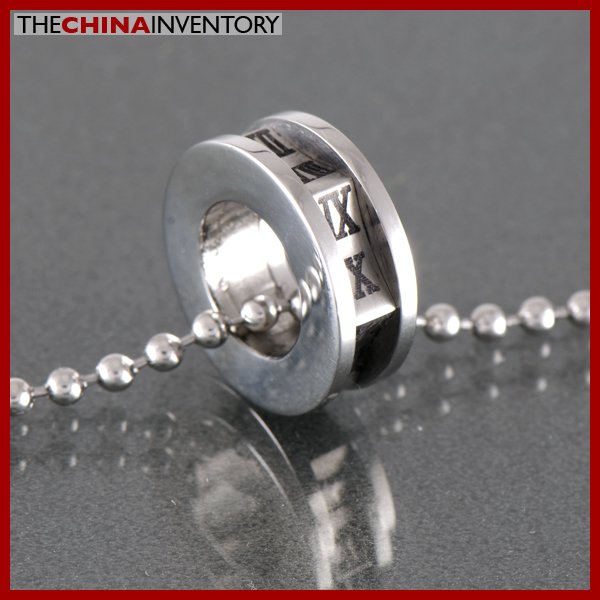 STAINLESS STEEL ROMAN ROUND THE CLOCK PENDANT P0335