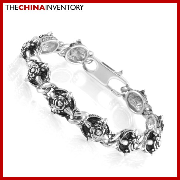 8.5"" STAINLESS STEEL ROSE TAG CHAIN BRACELET B1906