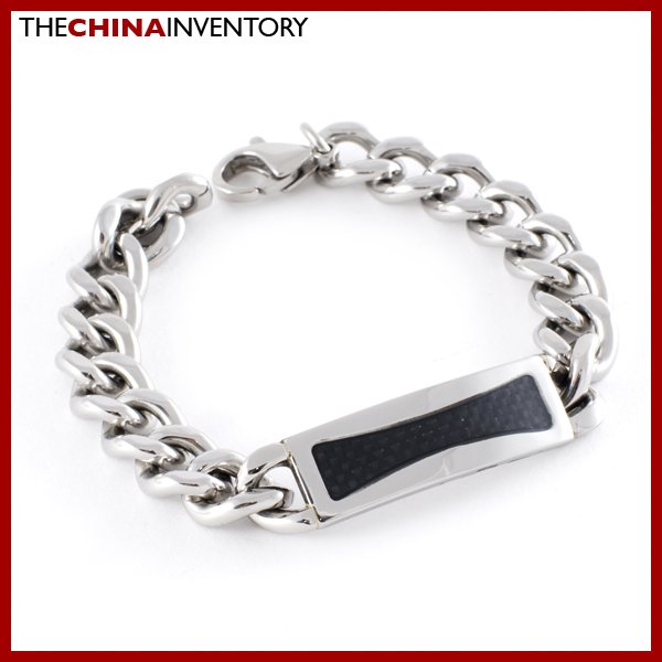 8 1/4"" STAINLESS STEEL CARBON FIBER ID BRACELET B0603