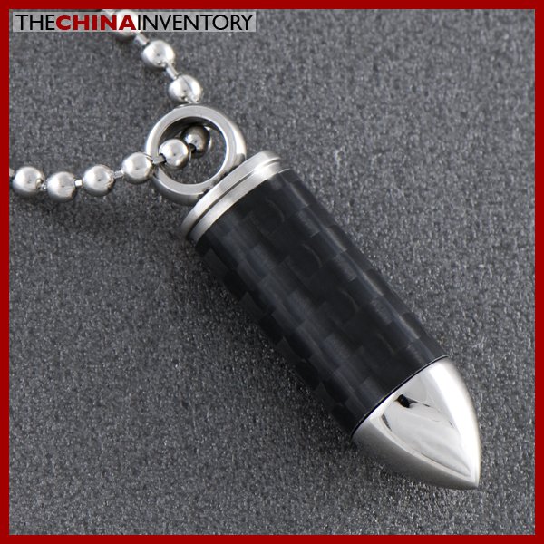 STAINLESS STEEL CARBON FIBER BULLET PENDANT P0716