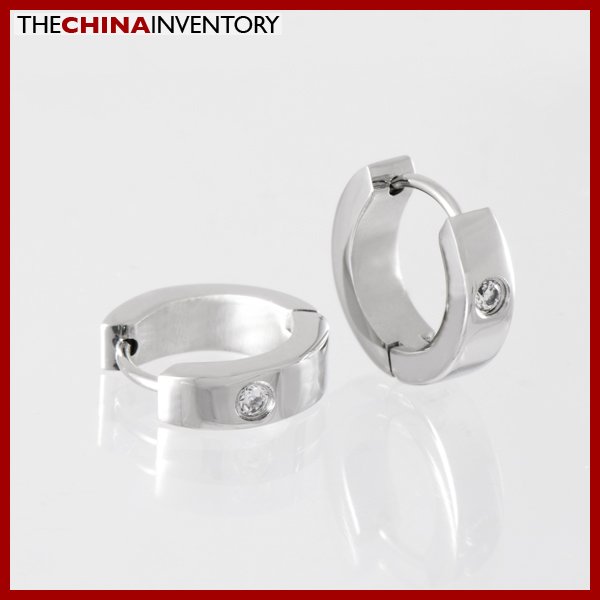 STAINLESS STEEL CZ HUGGIE HOOP EARRINGS E1002