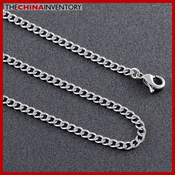 3MM 24"" STAINLESS STEEL CURB CUBAN CHAIN NECKLACE N0713