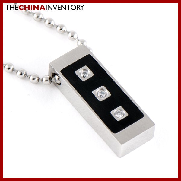 STAINLESS STEEL CZ TAG PENDANT NECKLACE P0601