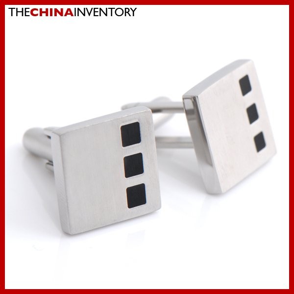 MEN'S STAINLESS STEEL RUBBER SQUARE CUFFLINKS C2408
