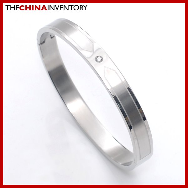 MEN'S STAINLESS STEEL CZ BANGLE BRACELET B2702A