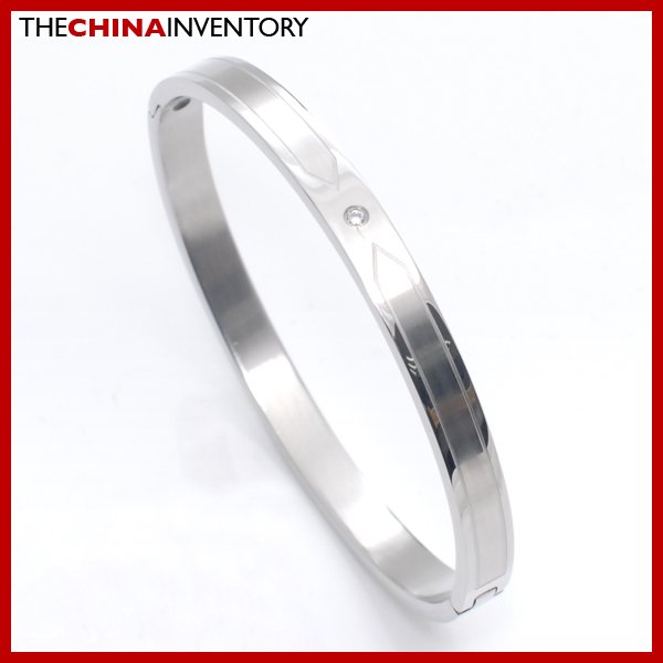 WOMEN'S STAINLESS STEEL CZ BANGLE BRACELET B2702B