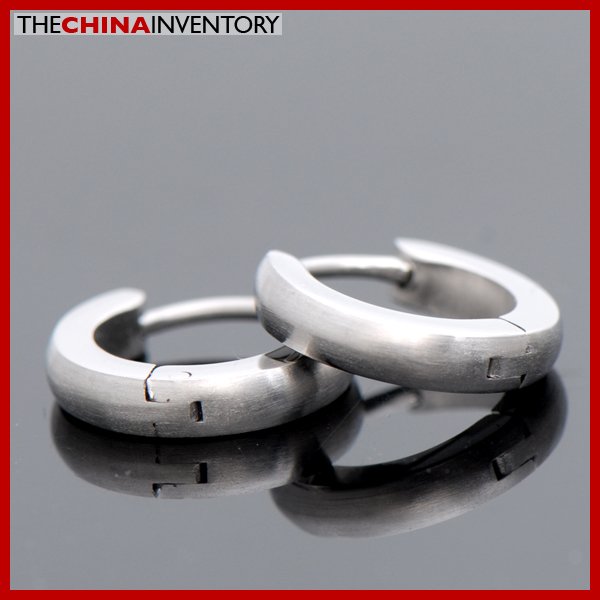 SAND MATTE STAINLESS STEEL HUGGIE HOOP EARRINGS E3703A