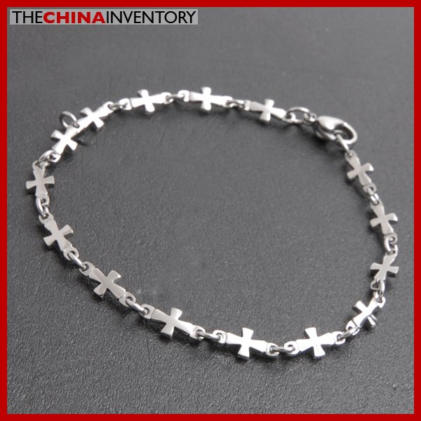 7.5"" STAINLESS STEEL CROSS CHAIN BRACELET B3811
