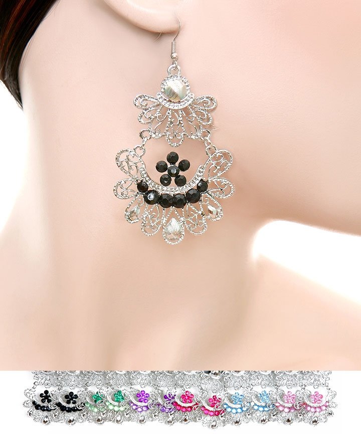 Dangle Chandelier- PURPLE and silver color with crystal accents