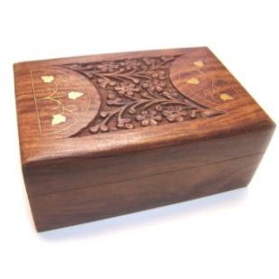 Brass Inlayed & Carved Tarot Box
