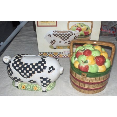 Debbie Mumm County Fair cream & sugar~Pig/apples~free shipping