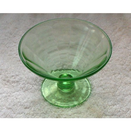 Vaseline green glass compote dish
