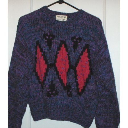 Evian II hand knit sweater dark colors/diamond LARGE