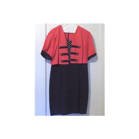 Black & Coral layer look dress~polka dots 11-12 SHORT