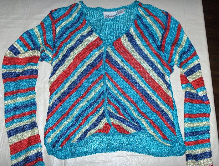 Styleworks Multi color Striped Belly shirt--Medium