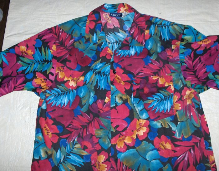 Tropical~Floral print button down casual-medium-new