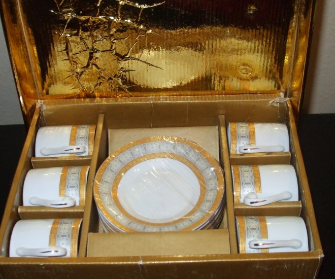 12 piece Espresso porcelain cup & saucer set NEW-free shipping