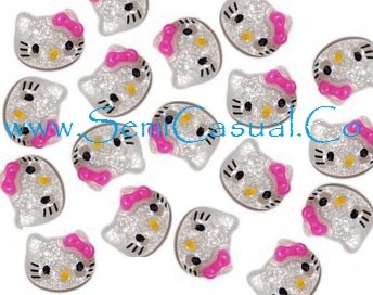 10 GLITTER 3D NAIL ART WITH PINK BOW 10MM