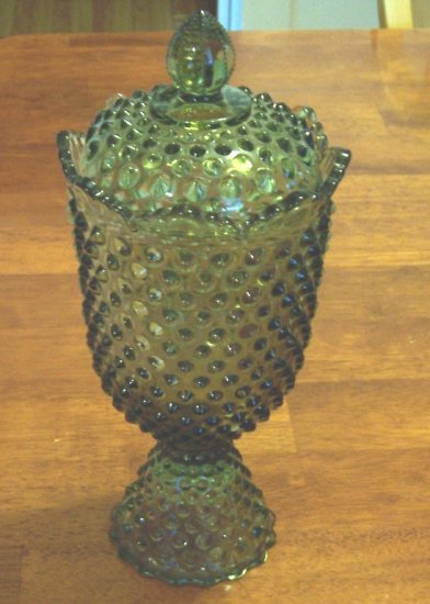 Fenton old Apothecary Hobnail Jar with lid"ESTATE FIND"