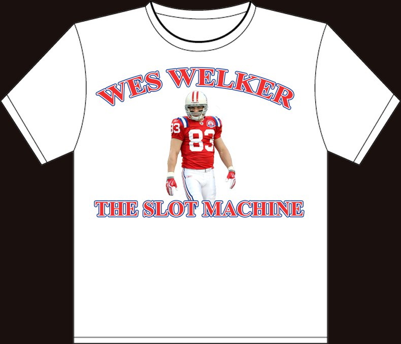 Large White "Wes Welker - The Slot Machine" New England Patriots T-shirt