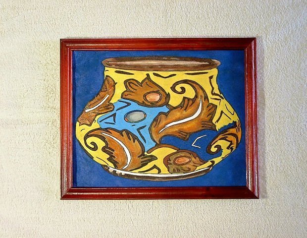 Collector's Leather Vase Painting Of The Gothic Period Item # 142