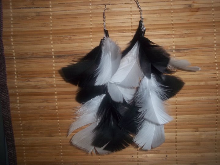 Black/white Feather Earrings