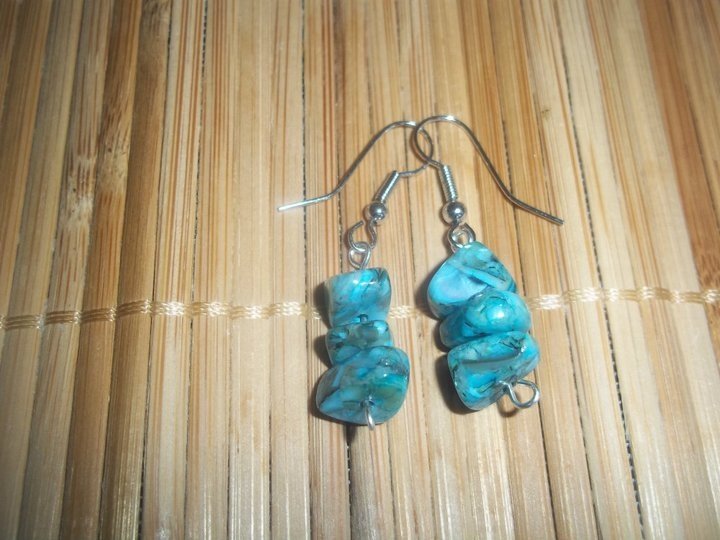 Mini Teal rock dangles