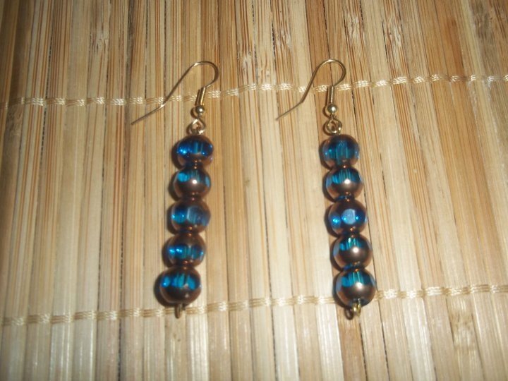 Teal/Gold round dangles