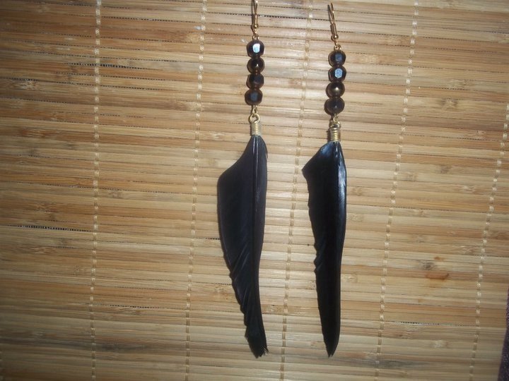 Black/ gold Feather dangles
