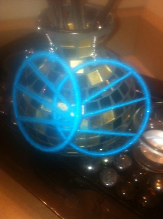 Teal 3 line design hoops